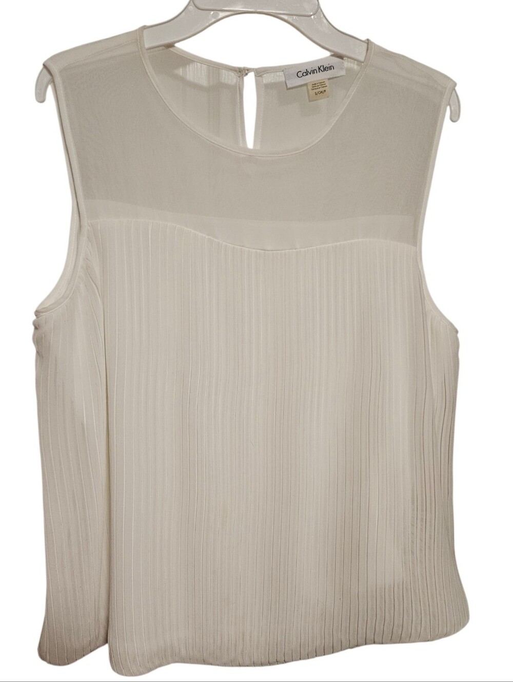 Calvin Klein White Pleated Blouse Size Small - Picture 1 of 3